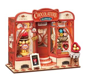 RoboTime 3D drevená skladačka Miniatúra domčeka mini Čokoládovňa