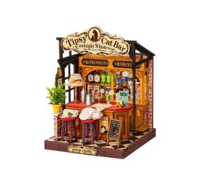 RoboTime 3D drevená skladačka Miniatúra domčeka Tipsy Cat Bar