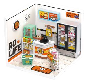RoboTime 3D drevená skladačka Miniatúra domčeka Večerka