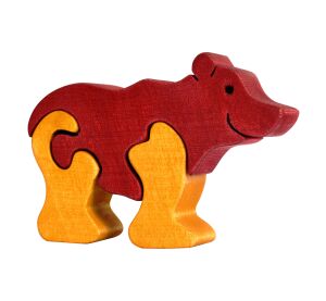 Fauna Drevené vkladacie puzzle z masívu malý medveď