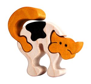 Fauna Drevené vkladacie puzzle z masívu malá mačka