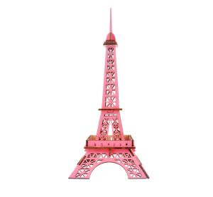 Woodcraft Drevené 3D puzzle Eiffelova veža ružová