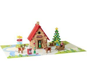 Jeujura Drevená stavebnica 90 dielov Vianočná chata