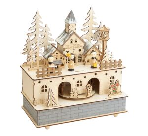 small foot Drevená hracia skrinka so svetlom zimná dedina