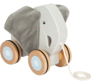 small foot Drevená ťahacia hračka Slon so šuštivými uškami