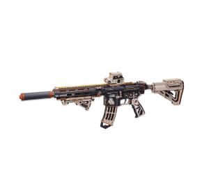 RoboTime 3D drevená skladačka Puška na vystreľovanie gumičiek M416 Carbine