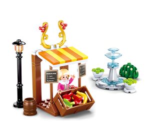 Sluban Girls Dream Village M38-B0870 Dobový stánok s ovocím a fontána