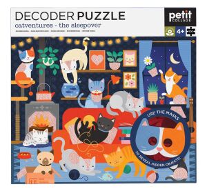Petit Collage Puzzle mačky 100 ks s 3D okuliarmi