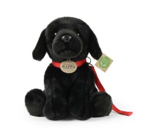 Rappa Plyšový pes labrador čierny s vodítkom 28 cm ECO-FRIENDLY