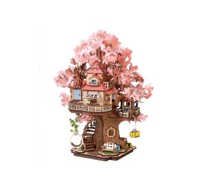 RoboTime 3D drevená skladačka Domček na strome Sakura