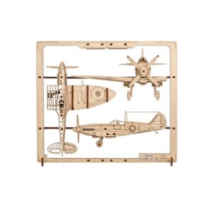 Ugears 2,5D drevené mechanické puzzle Stíhacie lietadlo
