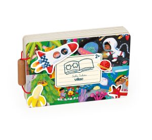 Vilac Drevená knižka s puzzle Dobrodružstvo