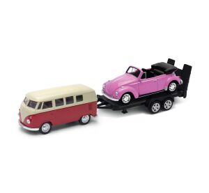 Welly Autovlek Volkswagen T1 + Volkswagen Beetle 1:34