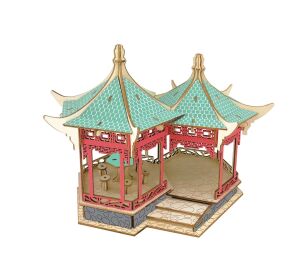 Woodcraft Drevené 3D puzzle slávnej budovy Yueyang Tower vo farbe