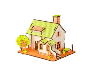 Woodcraft Drevené 3D puzzle Zelený dom