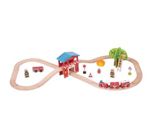 Bigjigs Rail Drevená vláčikodráha hasičská stanica