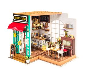 RoboTime 3D drevená skladačka Miniatúra domčeka Kaviareň