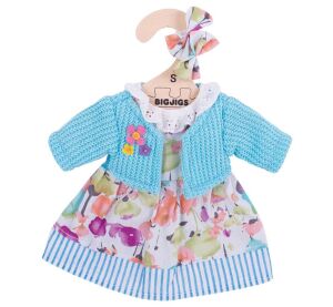 Bigjigs Toys Tyrkysové šaty so svetrom pre bábiku 28 cm