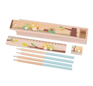 Bigjigs Toys Drevený peračník sovy 1 kus
