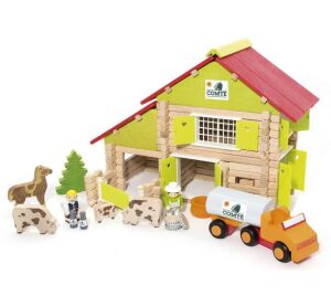 Jeujura Drevená stavebnica 180 dielov Veľká farma