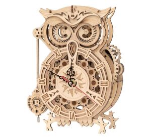 RoboTime 3D drevená mechanická skladačka Sovie hodiny