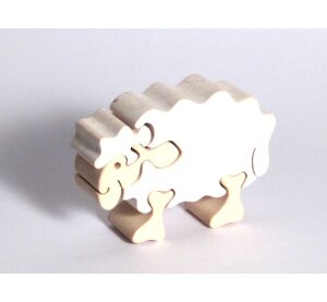 Fauna Drevené vkladacie puzzle z masívu ovečka biela