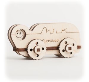 CuteWood Drevené 3D puzzle Kamión s mliekom