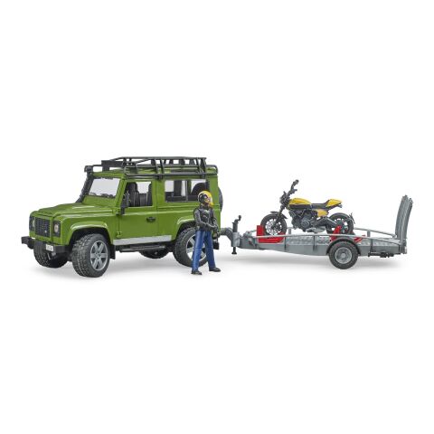 Bruder Land Rover s prívesom, motorkou a figúrkou mierka: 1:16