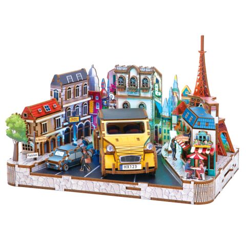 2Kids Toys 3D drevená skladačka Miniatúrna scéna Európske mestečko