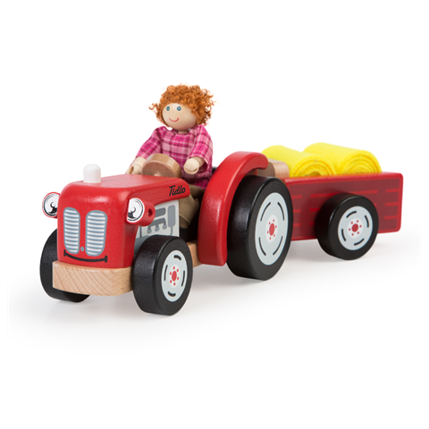 Tidlo Drevený traktor s vlečkou