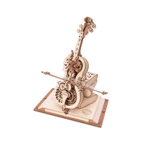 RoboTime 3D drevená mechanická skladačka Kúzelné violončelo - poškodený obal