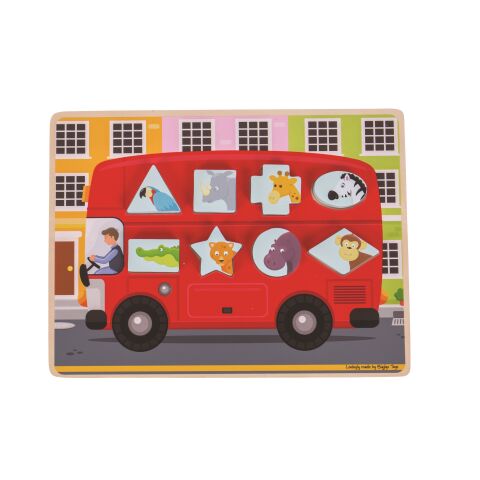 Bigjigs Toys Vkladacie puzzle autobus so zvieratkami
