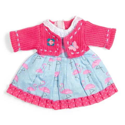 Bigjigs Toys Šaty s plameniakmi a ružovým svetrom pre bábiku 34 cm