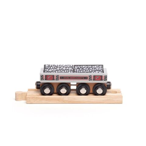 Bigjigs Rail Dlhý vagónik s uhlím + 2 koľaje - II. trieda