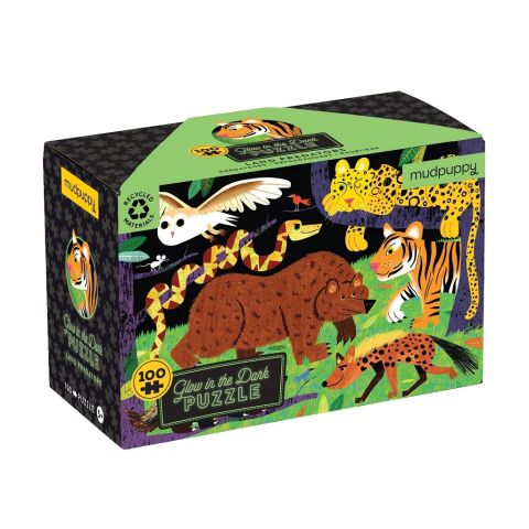 Mudpuppy Puzzle Predátori divočiny - svieti v tme 100 dielikov Poškodený obal