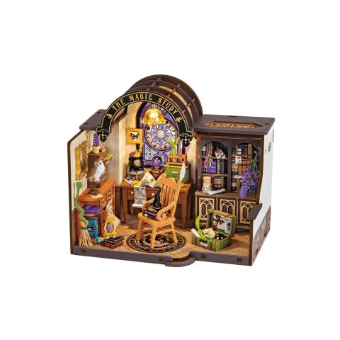 RoboTime 3D drevená skladačka Miniatúra domčeka Čarodejova pracovňa
