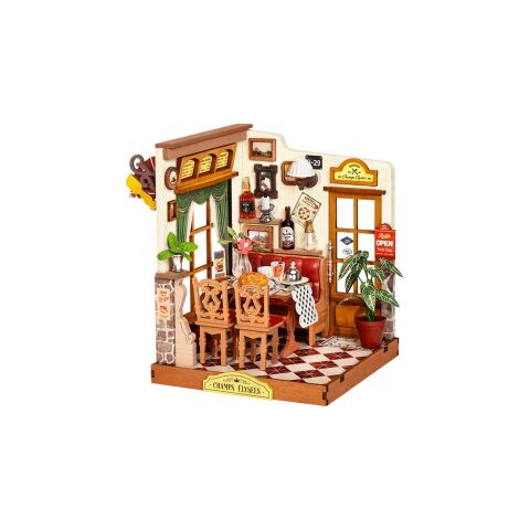 RoboTime 3D drevená skladačka Miniatúra domčeka Bistro na Champs-Élysées