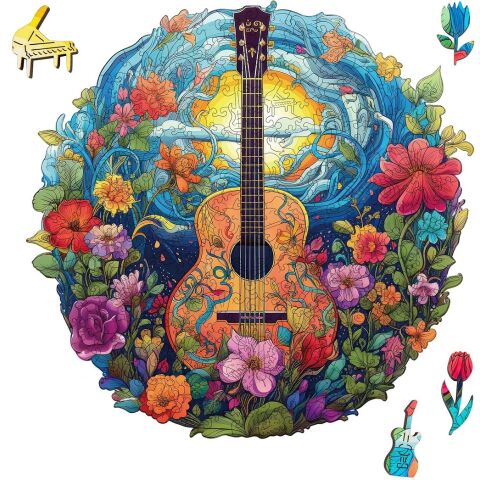 EscapeWelt Drevené puzzle Gitara 200 dielikov