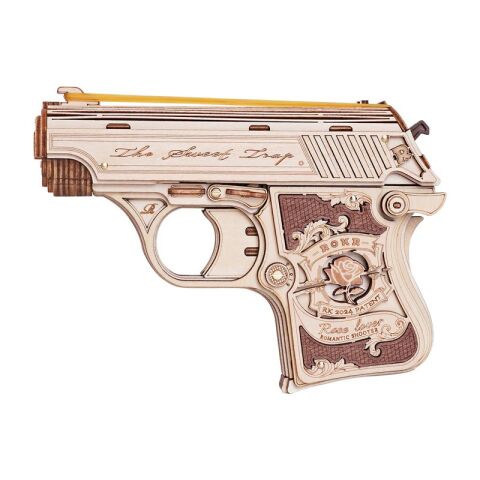 RoboTime 3D drevená skladačka Mini pištoľ Justice Guard
