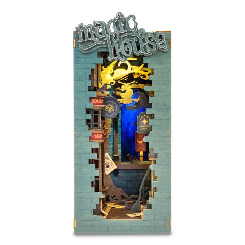RoboTime 3D skladačka Zarážka na knihy Miniatúra domčeka Kúzelnícka ulička