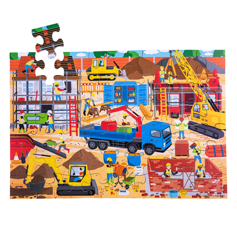 Bigjigs Toys Podlahové puzzle Stavenisko 48 dielikov