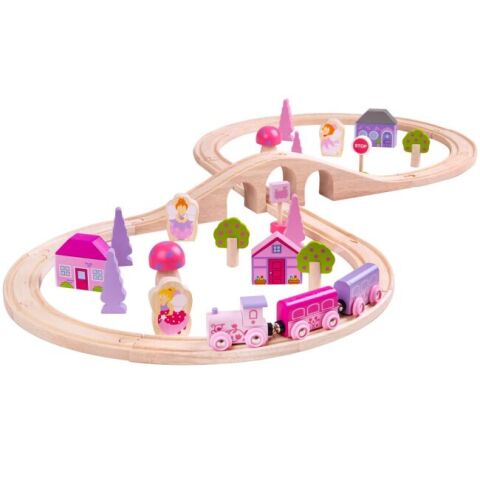 Bigjigs Rail Drevená vláčikodráha osmička pre princezné 35 dielov poškodený obal