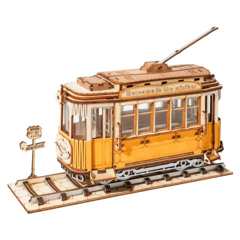 RoboTime 3D drevená skladačka Historická električka